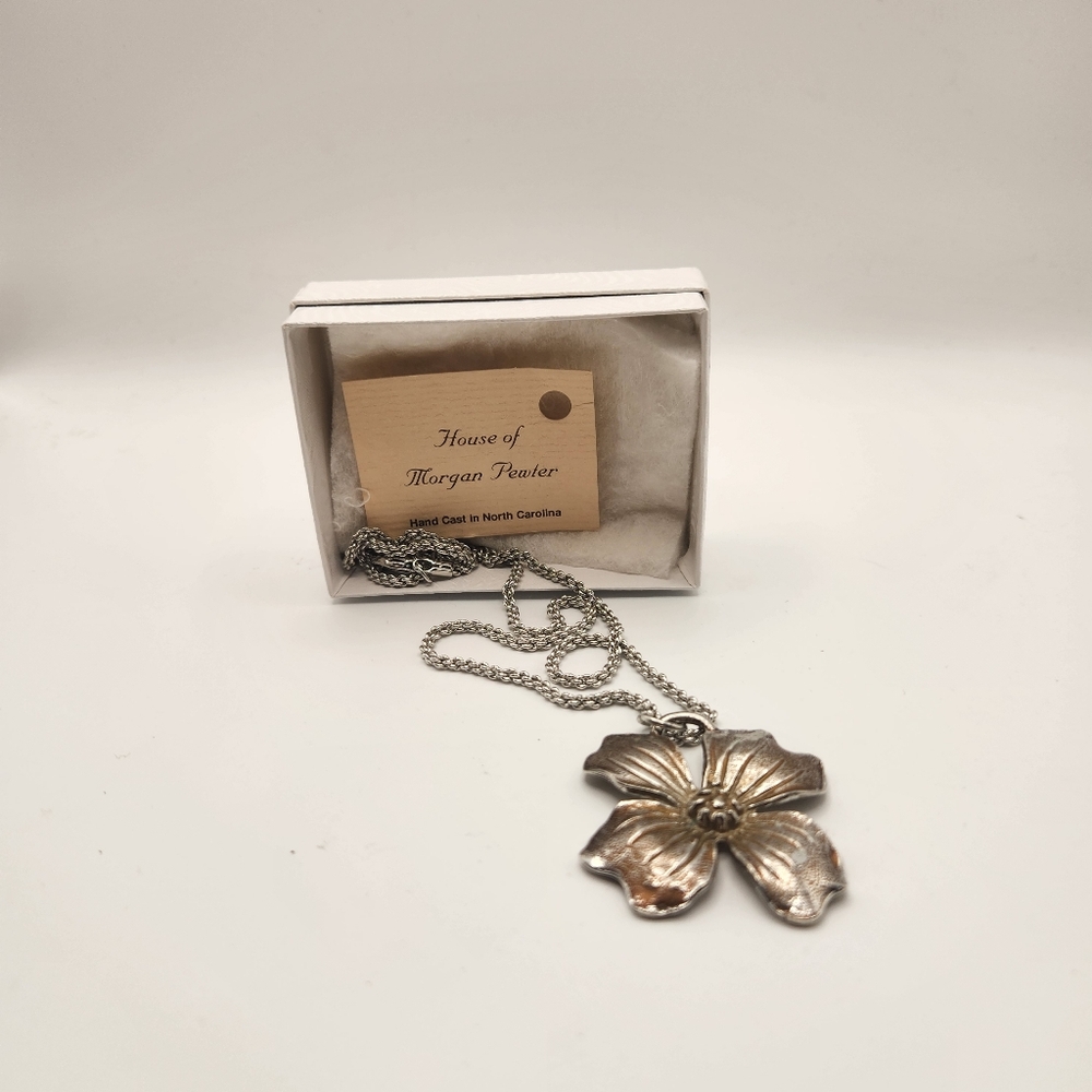 House‎ of Morgan Pewter Dogwood Flower Necklace | Hand Cast NC